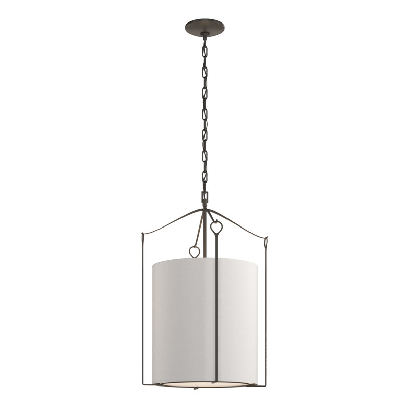 Bow 3 - Light Lantern Cylinder Pendant, Dark Smoke, Flax