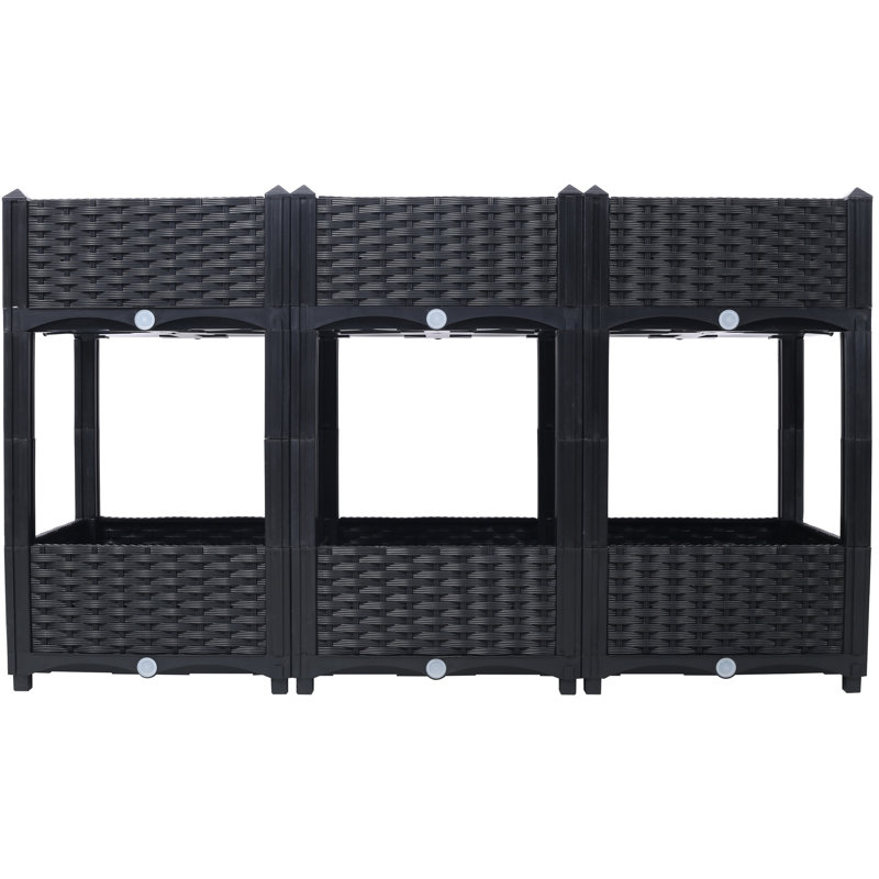 47.2"X15.7"X27.7" Polypropylene Raised Garden Beds: Black, With Drainage System For Veggies, Flowers, Herbs, Simple Installation Steps Black Planter: 47.2"X15.7"X27.7", Included, Suitable Vegetable,