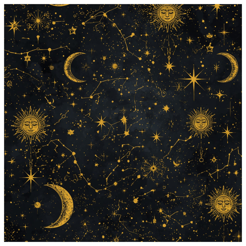 Tapisserie murale Céleste soleil lune - Astrologie murale, H 50 po x l 60 po avec 4 œillets