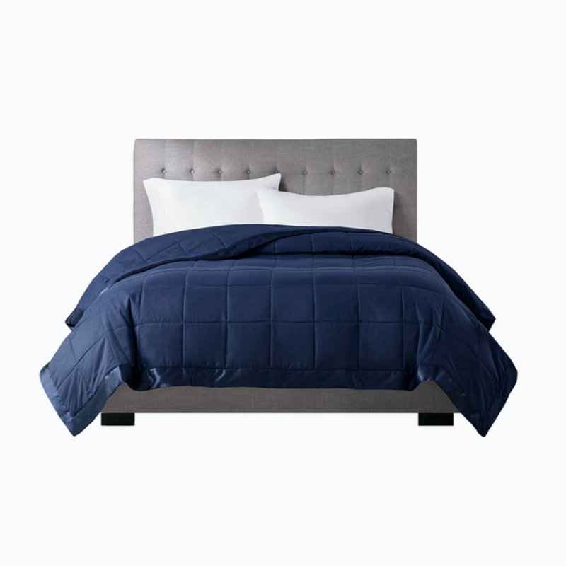 Couverture en duvet synthétique toutes saisons, couverture matelassée légère et douce, jeté luxueux avec bordure en satin pour lit
