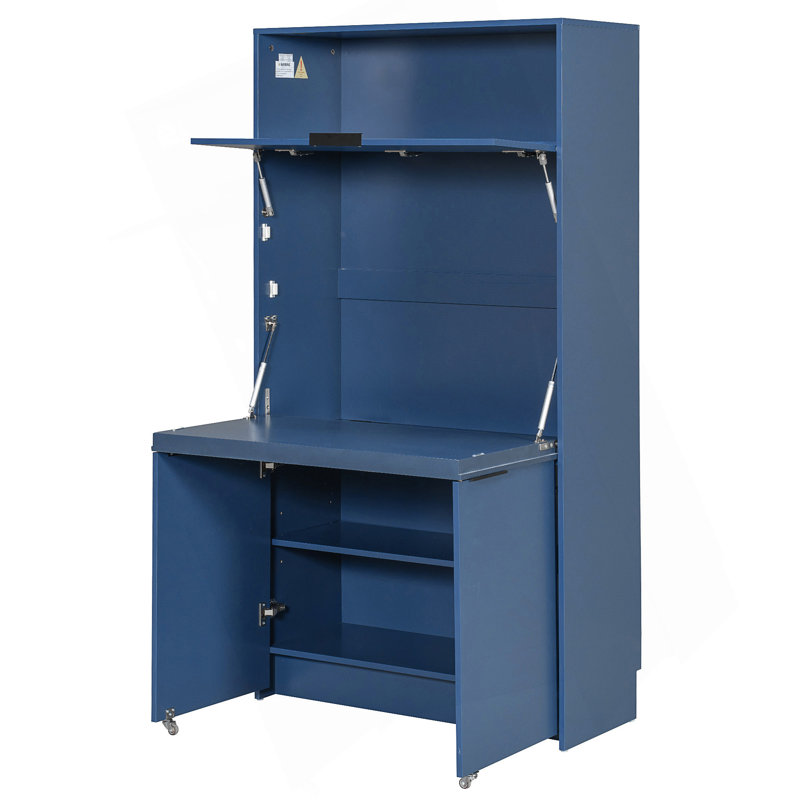 Armoire de cuisine, buffet de 69 po de hauteur avec huche et poste de travail pliable, armoire de rangement multifonctionnelle avec tablette réglable et prise de courant pour la salle à manger et le salon