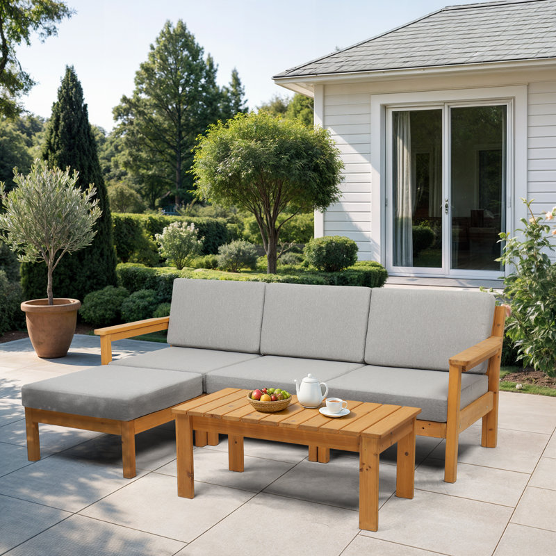 Patio 5-Piece Wood Sectional Sofa Set