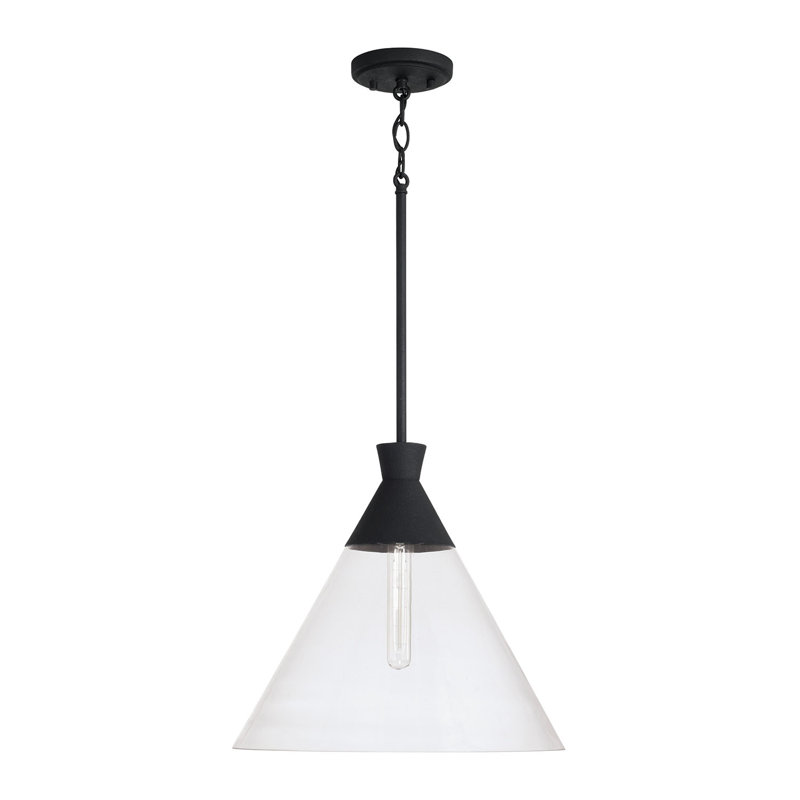 Luminaire suspendu conique à 1 lumière Chassica, Noir
