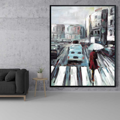 Art abstrait sur toile, encadré rouge | Décoration