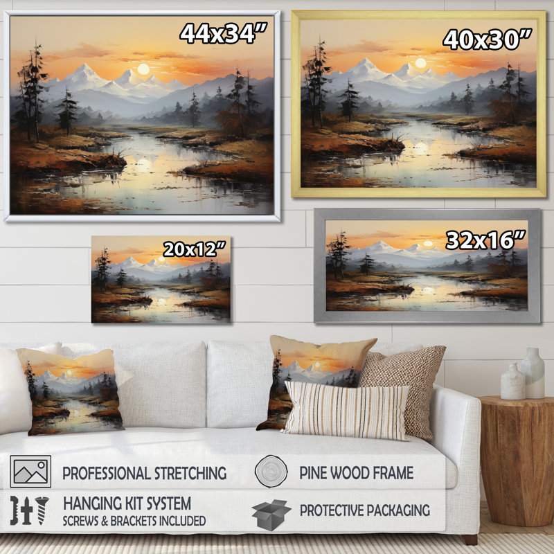 Sunset River Retreat - Landscapes Canvas Prints, Toile tendue, H 34 po x l 44 po x P 1,5 po