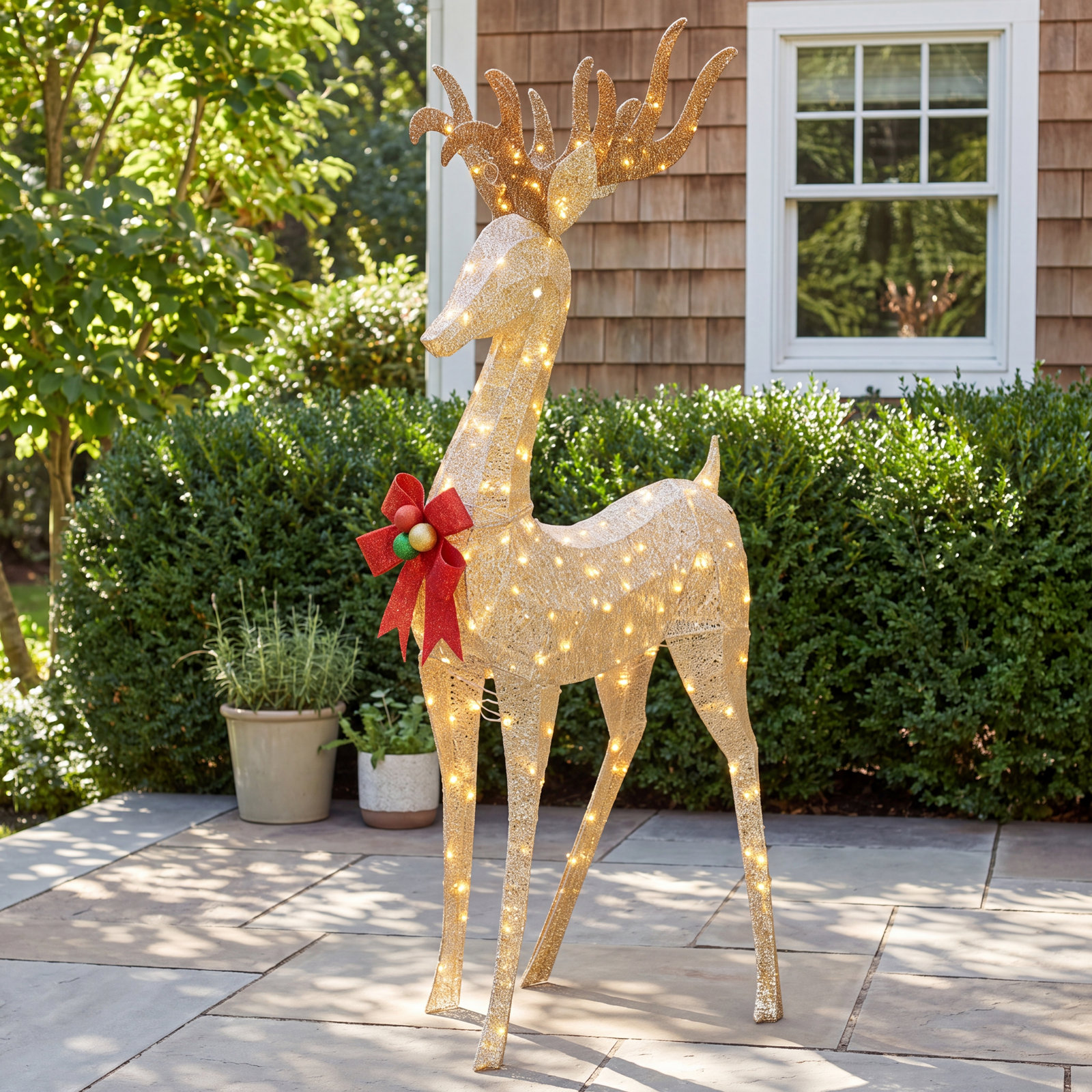 The Holiday Aisle® 74" Pre-Lit Standing Buck
