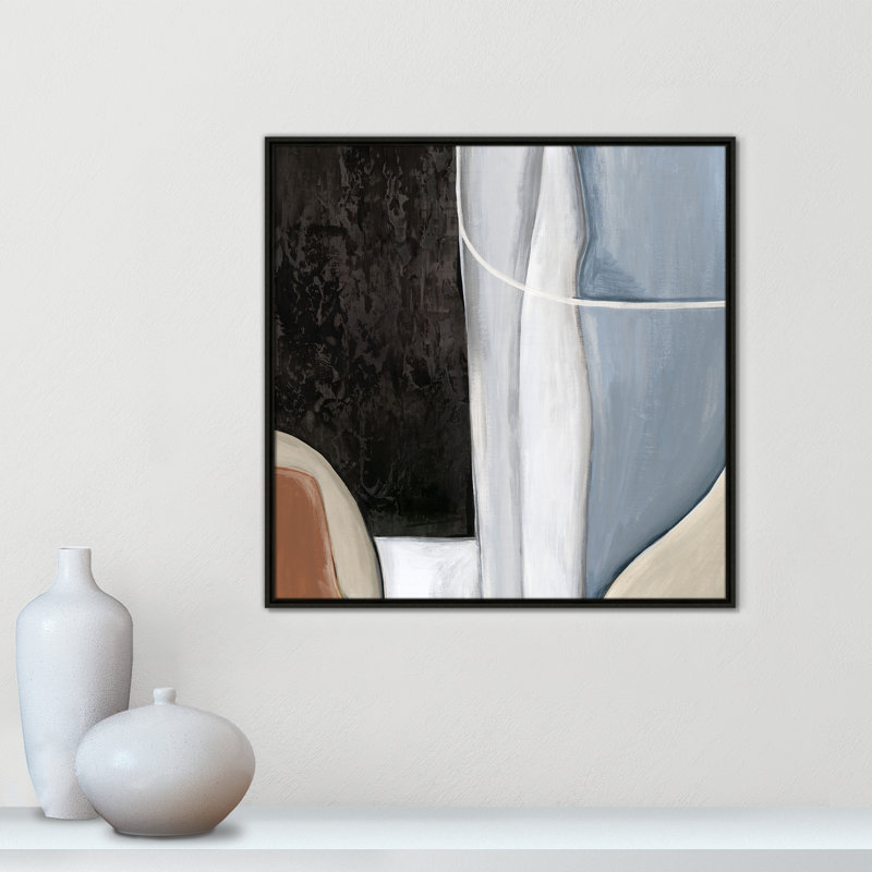 «Blue Match II» par Eva Watts, H 31,5 po x l 31,5 po, Espresso
