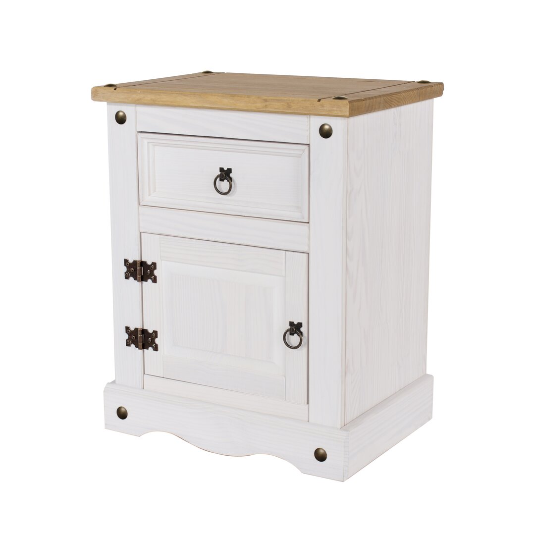 Choe White wax 1 Drawer Bedside Table, End Table, Side Table, Corona Design