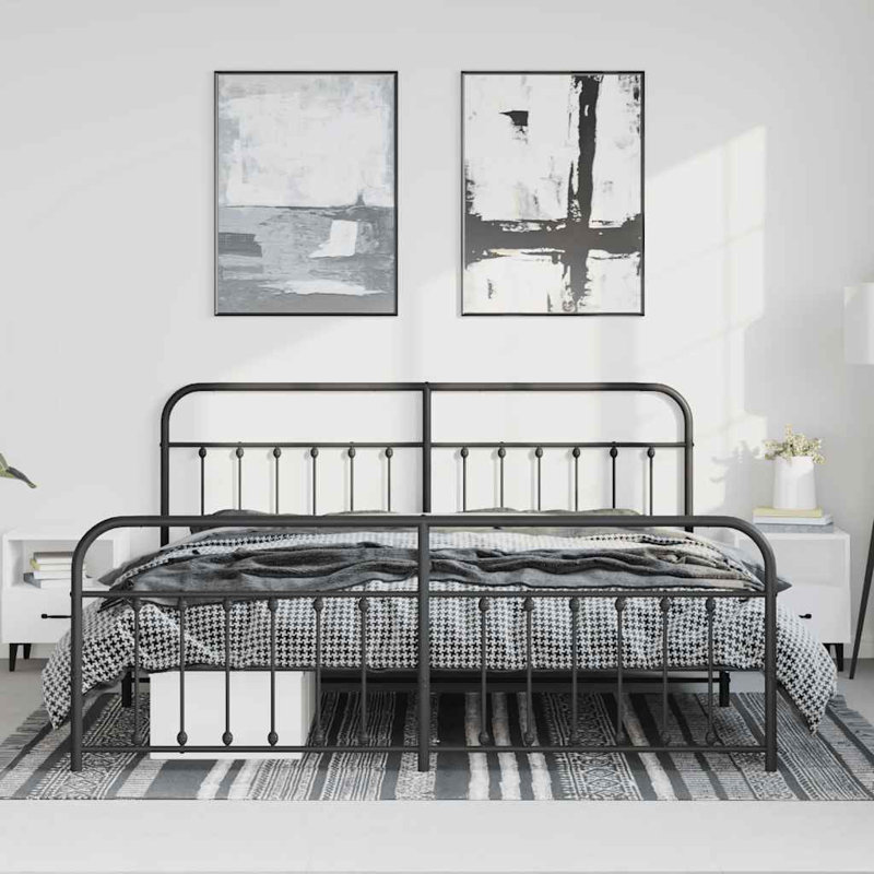 Brender Metal Bed Frame with Headboard & Slats, No Mattress, Easy Assembly, Black, Twin XL