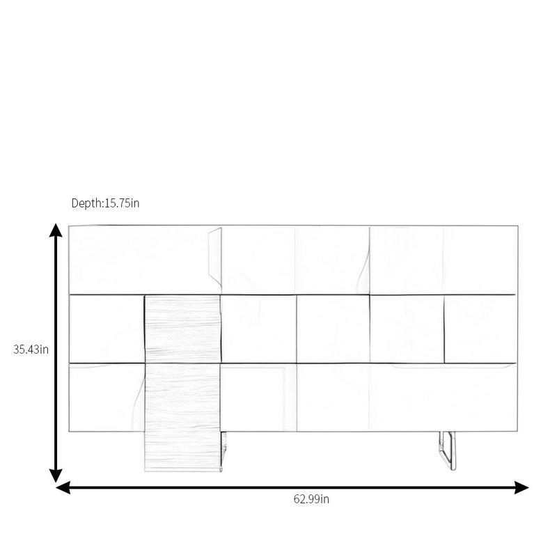Buffet simple de style italien, H 35,43 po x l 62,99 po x P 15,75 po