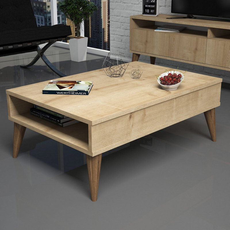 Table basse Bulters, Brun clair / blanc