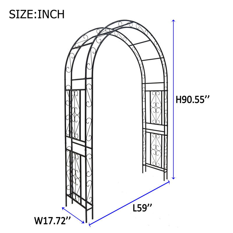 Lron Arbour With Adjustable Width In Black(42.52W''~78.15W'')