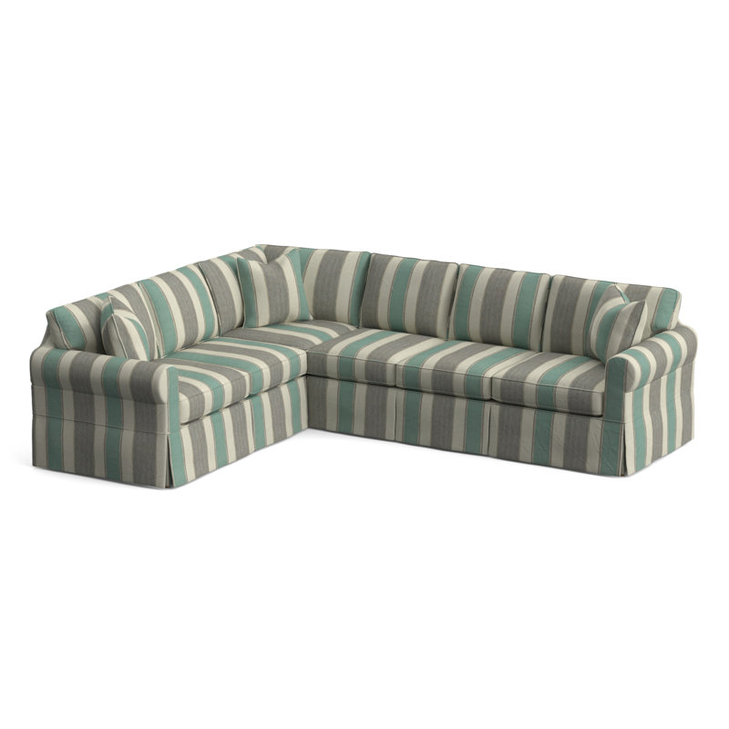 Bedford Upholstered Sectional, Left Hand Facing, Blue Chenille/Velvet Solid; 0913-61