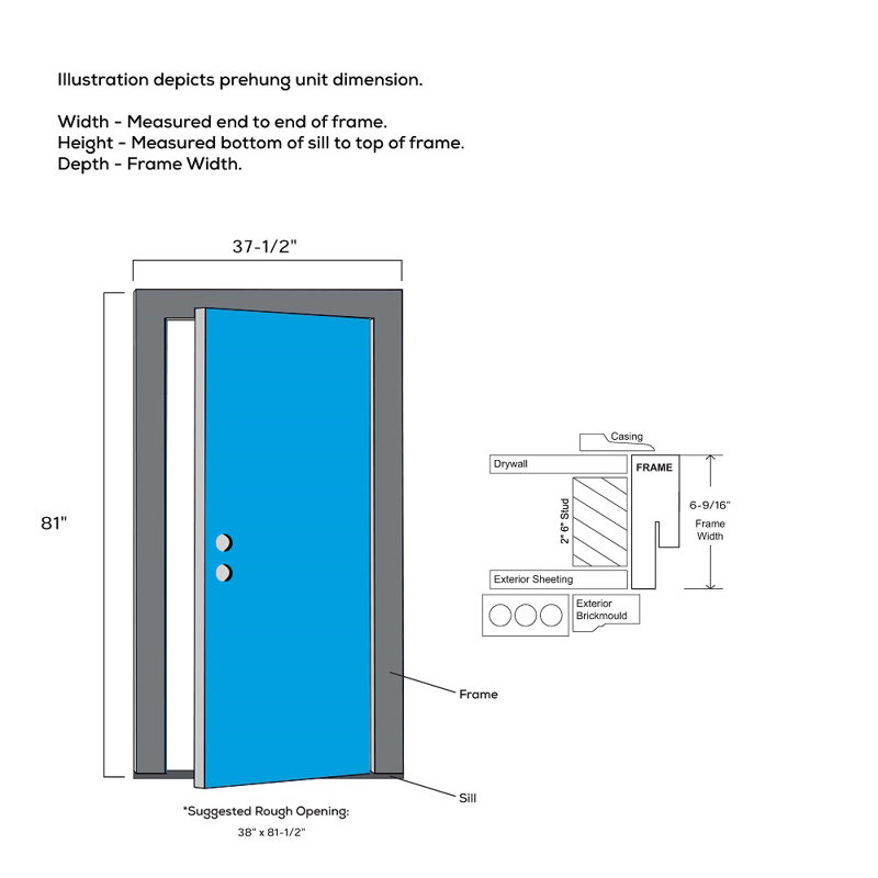 White 32'' x 80'' Fiberglass 6-Panel Prehung Front Door