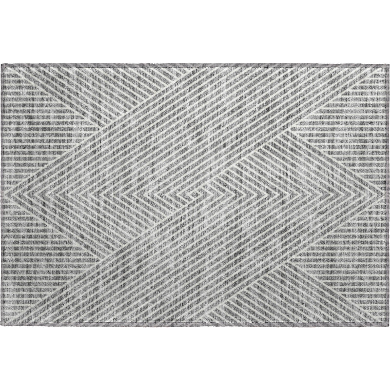 Premium Machine Washable Prisco Gray Rug, Rectangle 1'8" x 2'6"