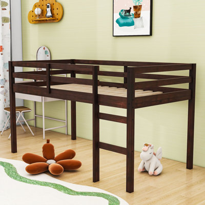 Lit mezzanine simple en bois avec grand espace de rangement