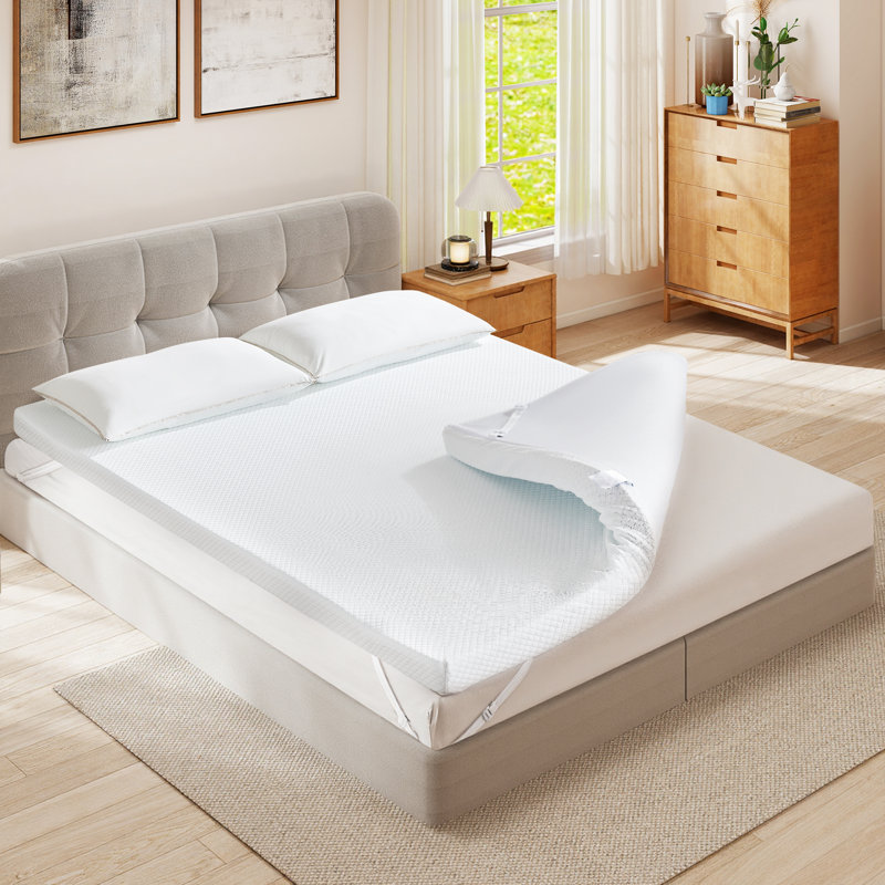 Caitlin 3 Inch Memory Foam Mattress Topper, Cooling Gel-Infused Bed Topper For Back Pain, King