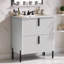 Élégant meuble-lavabo blanc 30 po avec lavabo en céramique et tiroirs cannelés à fermeture en douceur-623610188