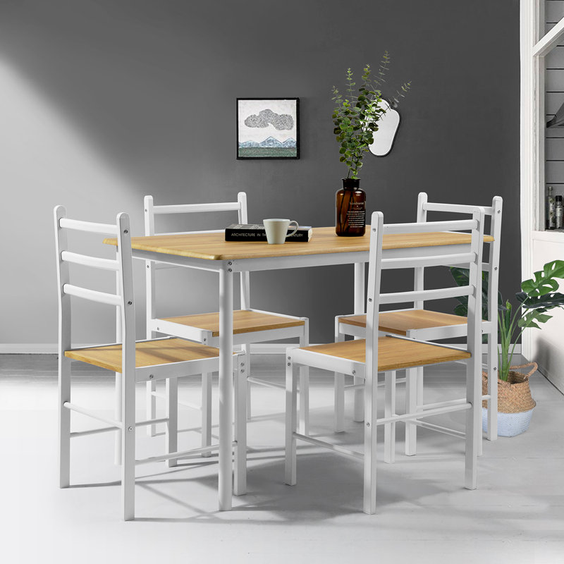 Columbus 4 - Person Dining Set, Oak, White