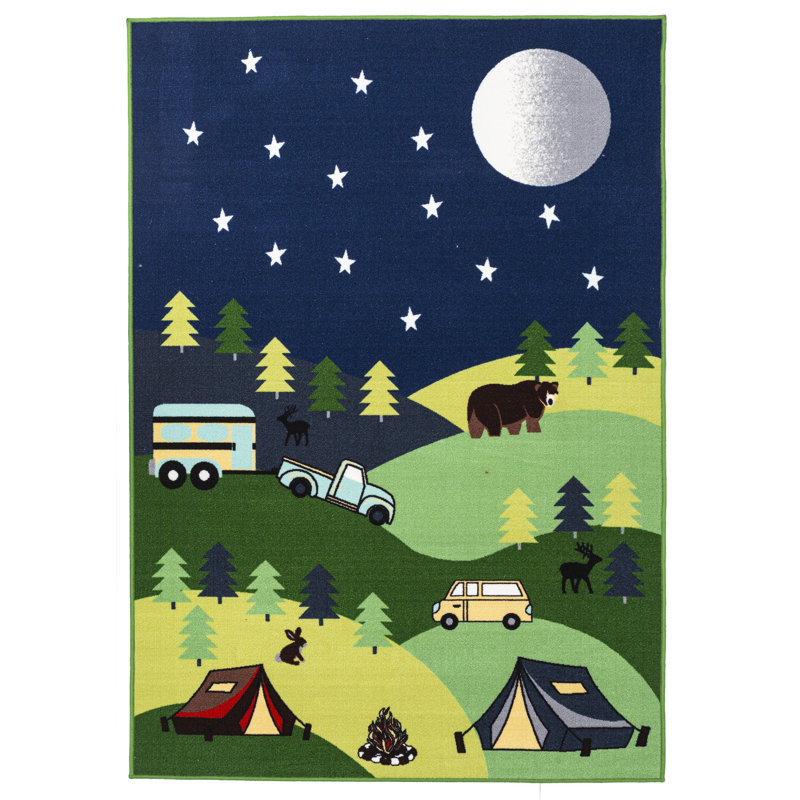 Tapis gris / vert Swanger, Rectangle 2 pi 7 po x 4 pi 10 po