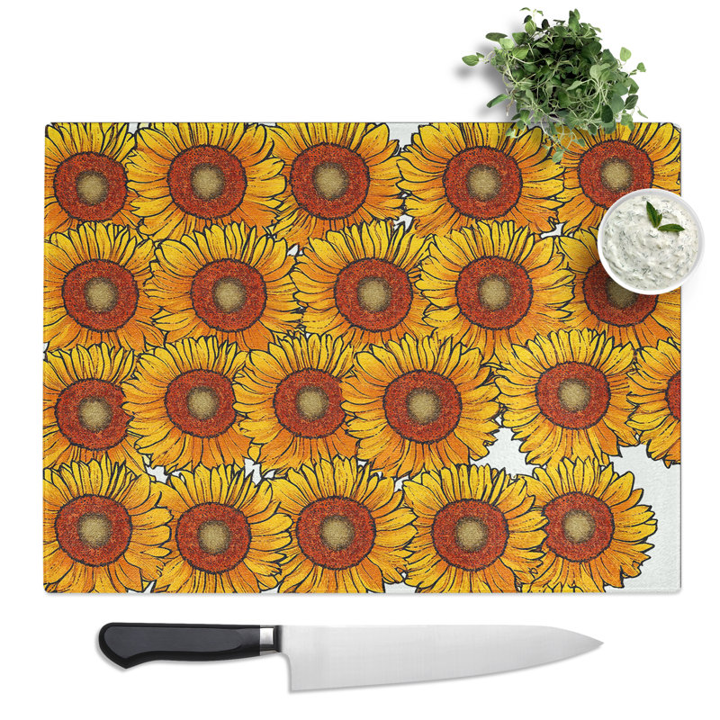 Sunflower Pattern Vol.2  Glass Chopping Board