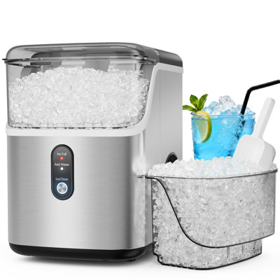Stainless Steel Nugget Ice Maker 33LBS/24H with Flip-Top Cover