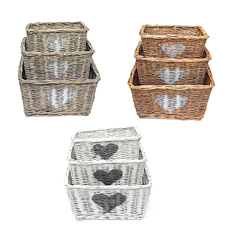 Brambly Cottage Wickersham Wicker Decorative Basket, White, 14 x 25 x 14