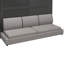 Grand lit mural avec tablettes, gris, multifonctionnel et peu encombrant, dans des appartements convenables