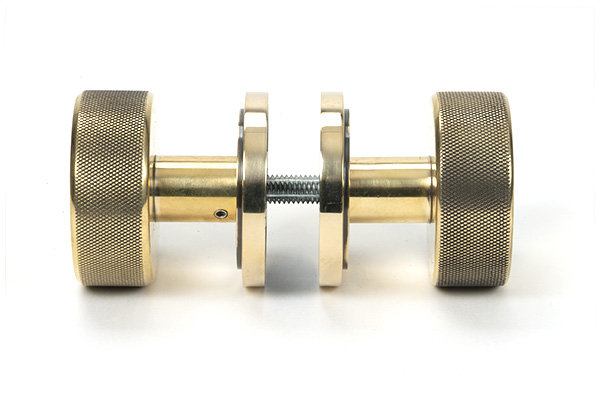 Brompton Interior Mortise Knobset, Aged Brass
