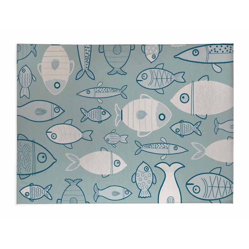 Napperon Here Fishy, Bleu clair, H 0,08 po x l 24 po x P 36 po