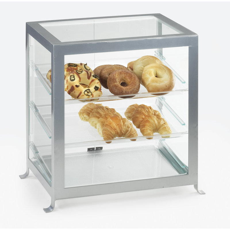 Soho Three Tier Display Case with Rear Doors, 20.75" H x 21.25" W x 15.75" D, Black