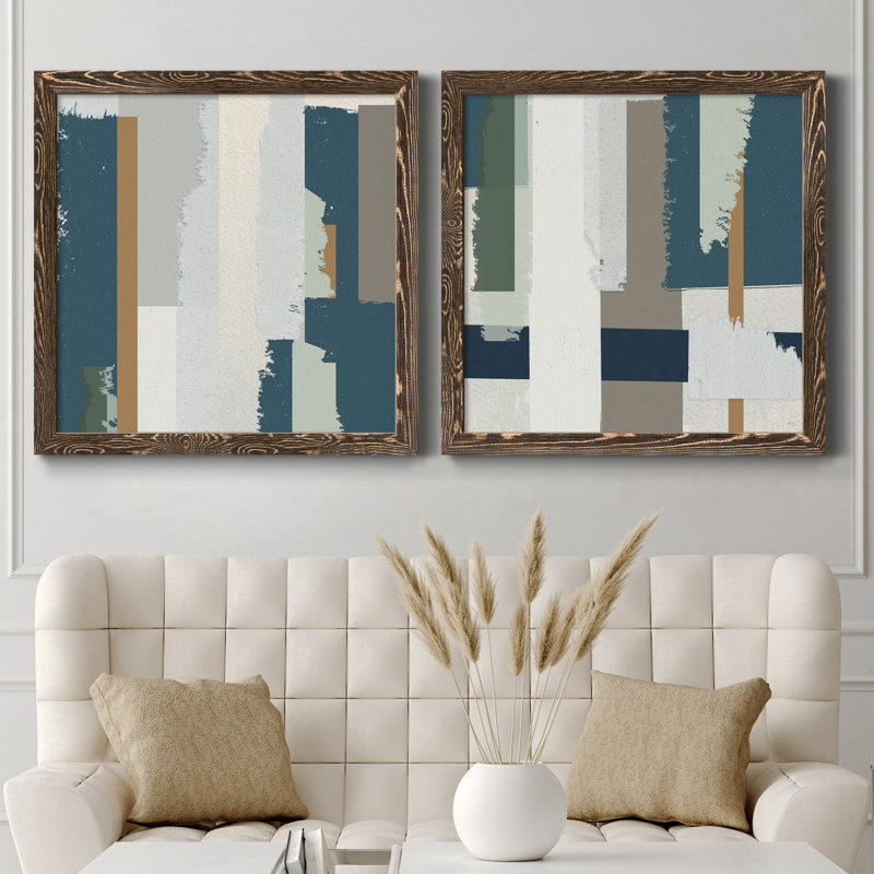 «Close to the Edge I», ensemble de 2 peintures sur toile encadrées, H 27,5 po x l 55 po x P 1,5 po, Encadrement brun