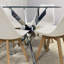 Round Glass Dining Table with Velvet Chairs - Dining Kitchen Room Furniture-482936040