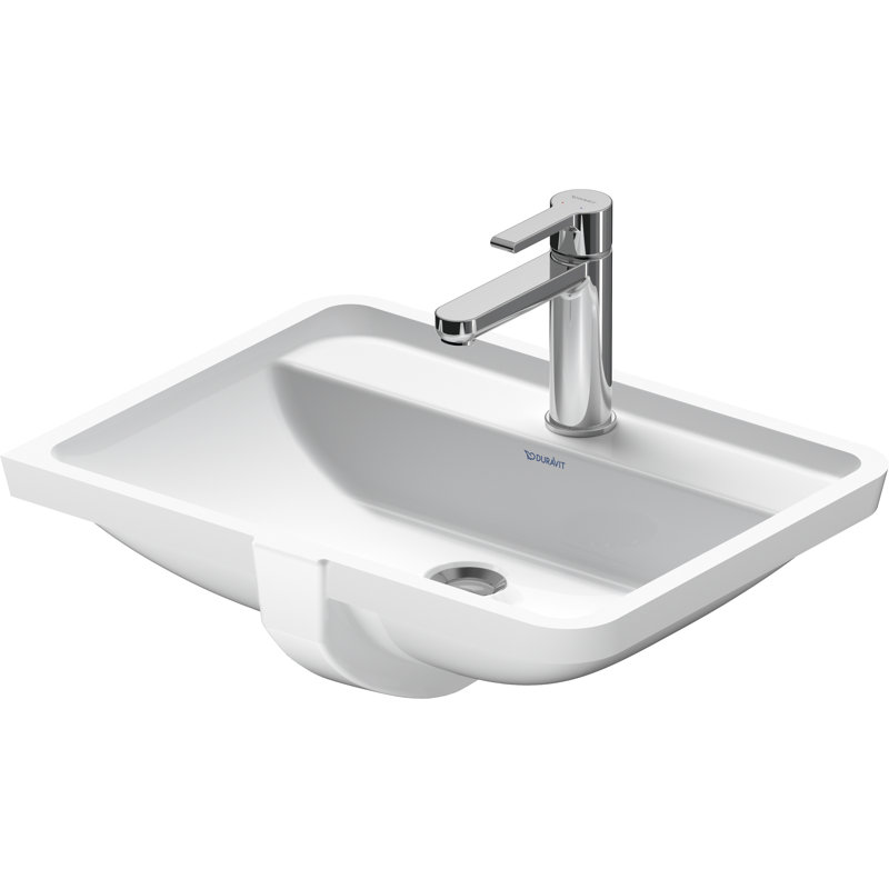 Lavabo de salle de bain rectangulaire encastré en céramique blanc avec trop-plein Starck 3