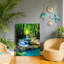 «Tropical Waterfall Pool», art mural encadré en bois à l'arrière, 30 x 20