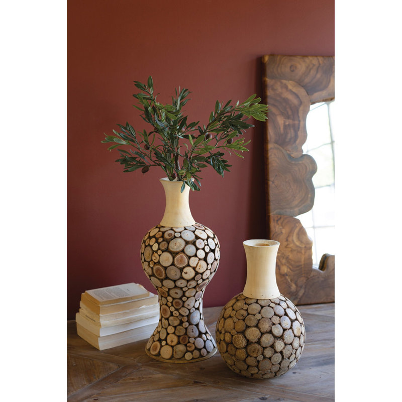  Ensemble de 2 vases décoratifs en bois, 2