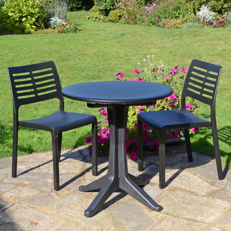 Rayville Bistro Table with 2  Chairs Garden Set, Anthracite
