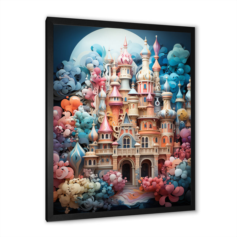 Essonne, châteaux fantaisistes, pastel I sur toile, Cadre photo noir, H 20 po x l 12 po x P 1 po