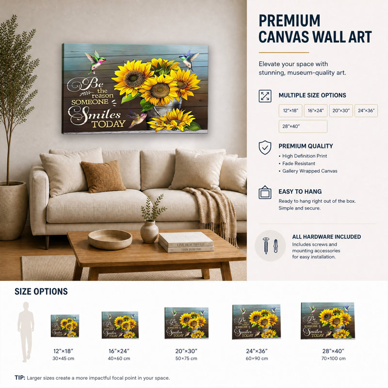 Abstrait art mural colibri tournesol abstrait, 16 x 24 pouces