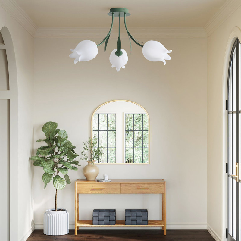 3-lamp flower shaped dimmable iron ceiling light