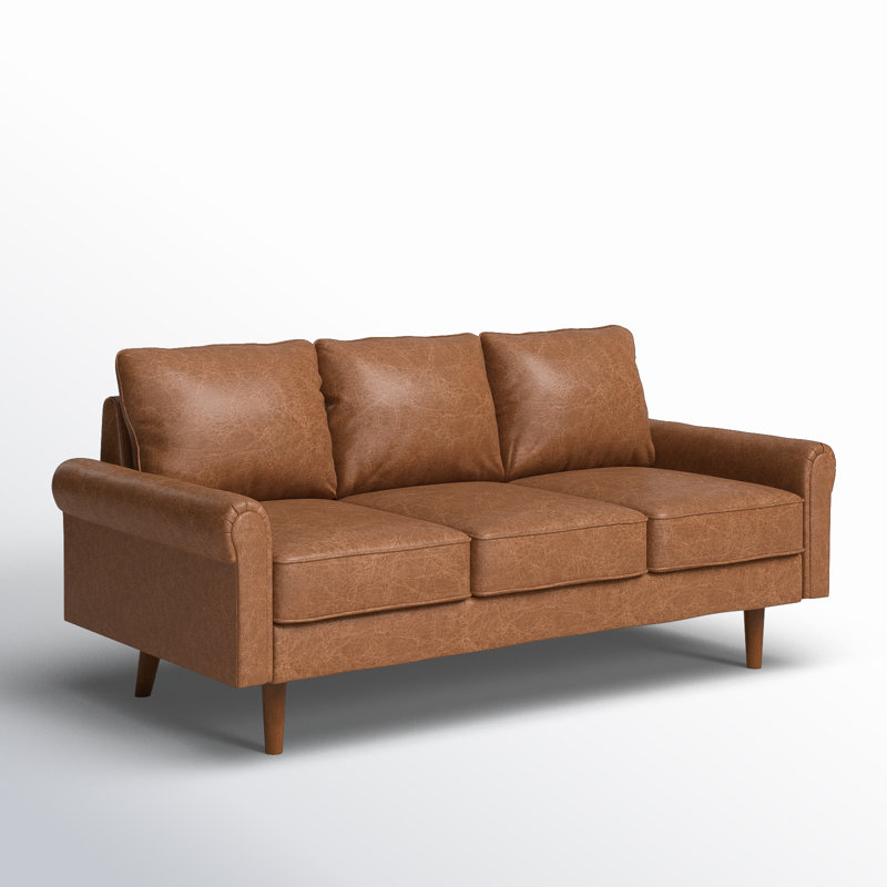 Alissa Upholstered Sofa, Brown Suede