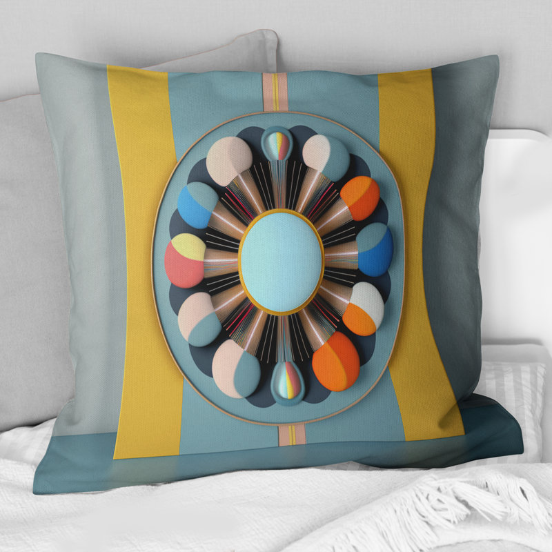 Coussin circulaire aux tons pastel IV - Coussin décoratif à imprimé géométrique abstrait