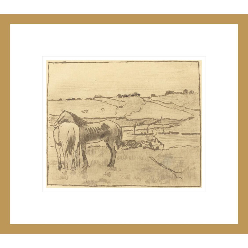 Chevaux dans la prairie par Edgar Degas, H 13,75 po x l 15,5 po