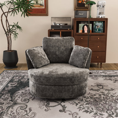 Chemaia Upholstered Swivel Barrel Chair