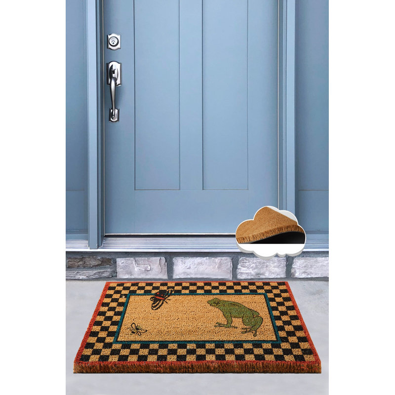 Paillasson 100% coco fait à la main, dessous antidérapant, 15,7 po x 23,6 po | Lavable à la machine à 86 ° F, durable et écologique, parfait pour les vestibules, design élégant pour la maison et le bureau