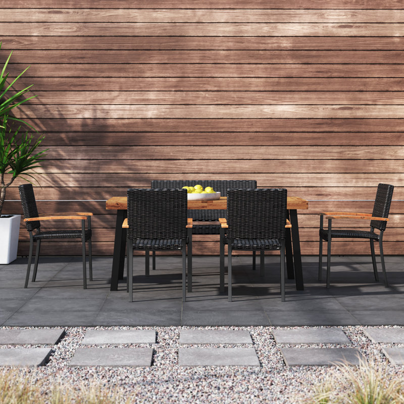 6 - Person Acacia Patio Dining Set with Rectangular Table