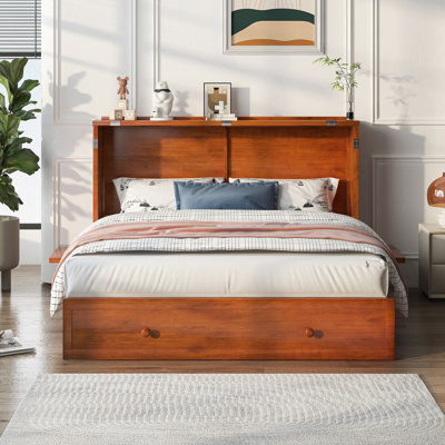 Queen Murphy Bed with Trifold Foam Mattress – USB Station, Storage Drawers, Durable Cabinet