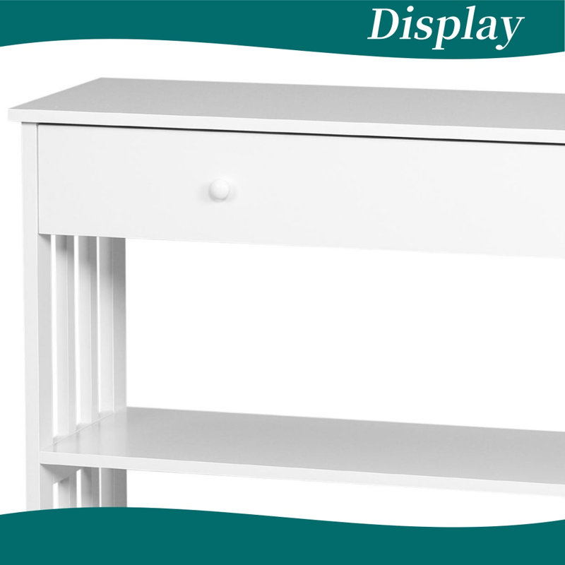 Console de couloir avec tiroir large, tablettes, Blanc
