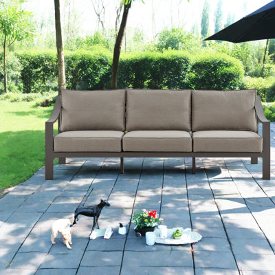 Canapés de patio modernes et durables, structure en métal brun pour l'extérieur