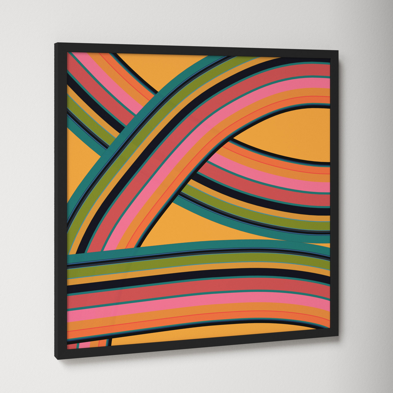 Twist Series I Fiesta Twist by Jacques Pilon - Picture Frame Graphic Art, 24" H x 24" W x 1.25" D, Black